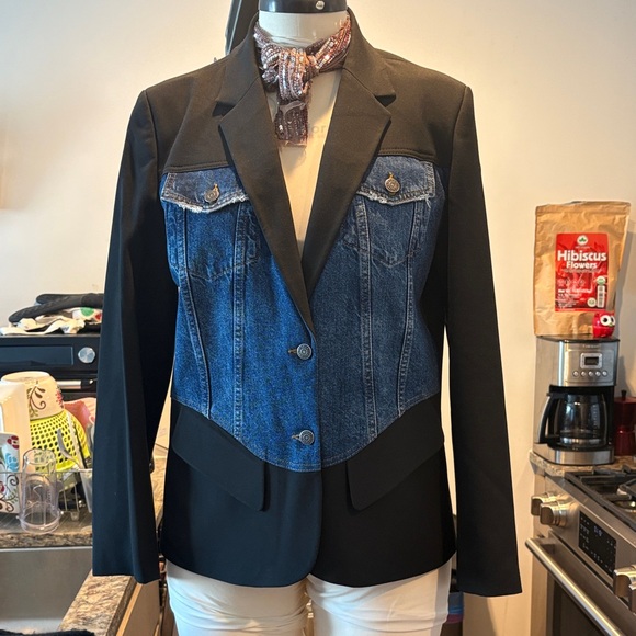Desigual Jackets & Blazers - Desigual Black and Blue Denim Blazer